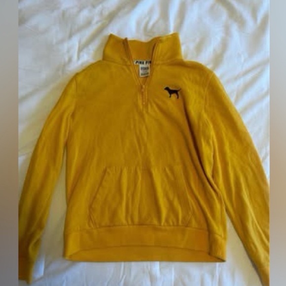 PINK Victoria's Secret Tops - PINK Yellow Half-Zip Sweater